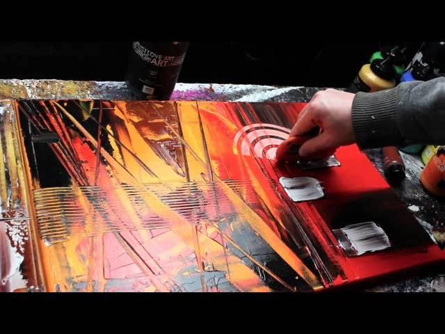 Abstract acrylic painting Demo HD Video - Carbon by John Beckley