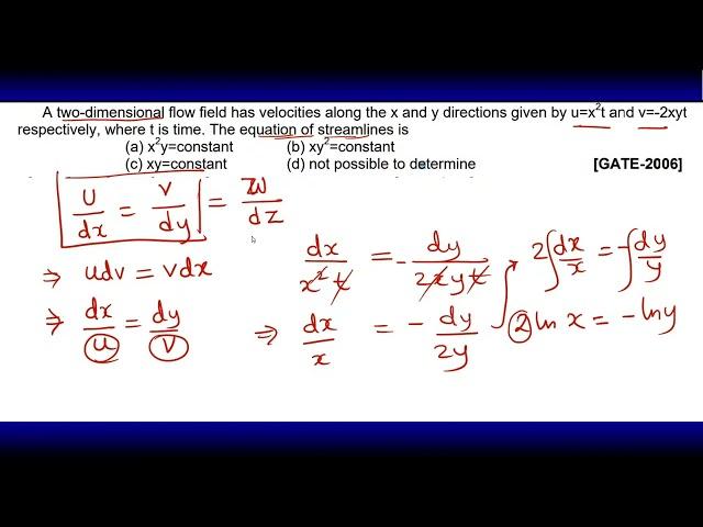 Numerical on flow identification: equation of streamline Part 2 || #gateaerospace by Aishwarya Dhara