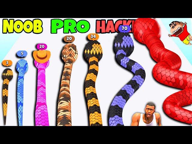 NOOB vs PRO vs HACKER in SNAKE SHOOTER with SHINCHAN and CHOP