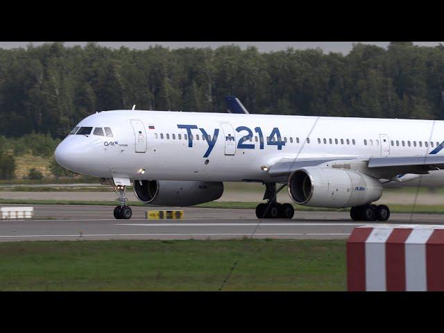 Powerful takeoff of  Tupolev Tu-214 from Domodedovo, 13.08.24.