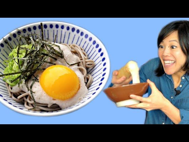 Nagaimo (Slimy Yam) & Raw Egg Japanese Noodles | Tororo Soba Recipe Test