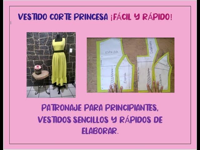 COSTURA RAPIDA Y SENCILLA! COMO HACER VESTIDO LARGO CORTE PRINCESA PRIMAVERAL, PRINCIPIANTES!!