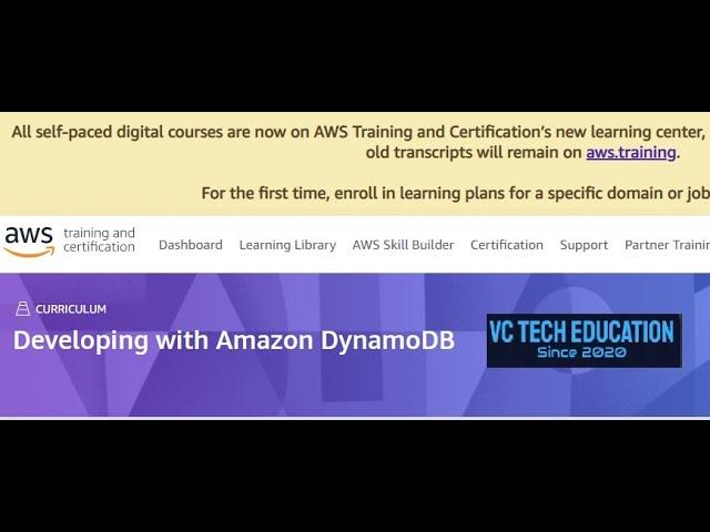 FREE AWS CERTIFICATION in 16 Hours #VC Tech Education #DynamoDB