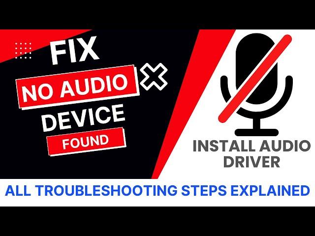 how to install audio driver on windows 10 | No audio output device installed