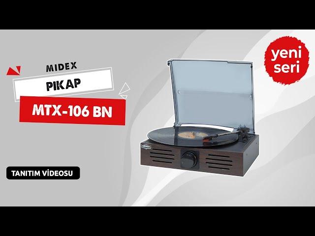 Midex MTX-106BN Nostaljik Retro Pikap Plak Çalar (Bluetooth Aux Hoparlörlü 3 Devir) İğne Dahil