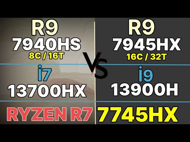 R9 7940HS VS R9 7945HX VS R7 7745HX VS I9 13900H VS I7 13700HX + IGPU um 790 minisforum RX 780M  GPU