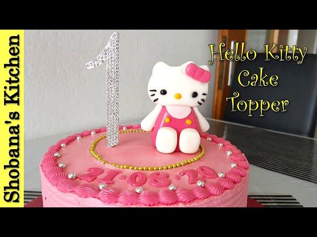 Hello kitty Cake Topper - 1st Birthday Cake for Baby Girl - Fondant Hello Kitty