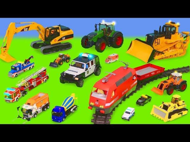 Excavator, Tractor, Fire Truck, Garbage Trucks & Police Cars Toy Vehicles for Kids