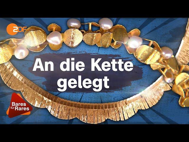 Funkelnder Halsschmuck: Goldenes Kragencollier und Collier mit Perlen | Bares für Rares