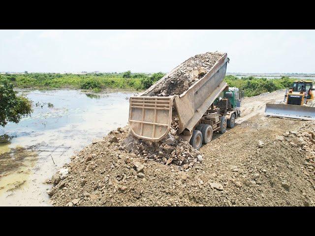 EPIC Operator!! SWAMP Landfill Foundation Structure Build New Road Over Water In Lake