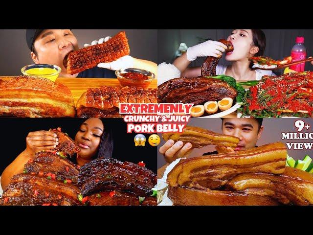 EXTREMELYJuicy & Crunchy PORK BELLY Mukbang|| BRAISED PORK BELLY ASMR|| #pork #asmr #mukbang