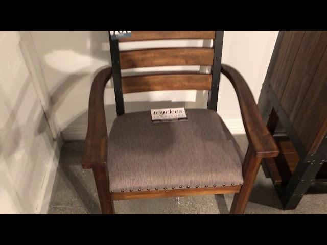 Scott Living 107723 Rustic Wood & Metal Padded Seat Dining Arm Chair