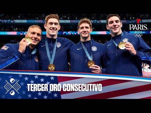 EE. UU. gana el oro en relevo 4X100 estilo libre | Juegos Olímpicos París 2024 | Telemundo Deportes