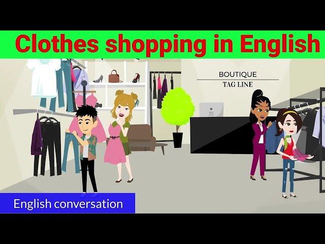 Clothes shopping in English   At the mall   English conversation   Learn with chochi