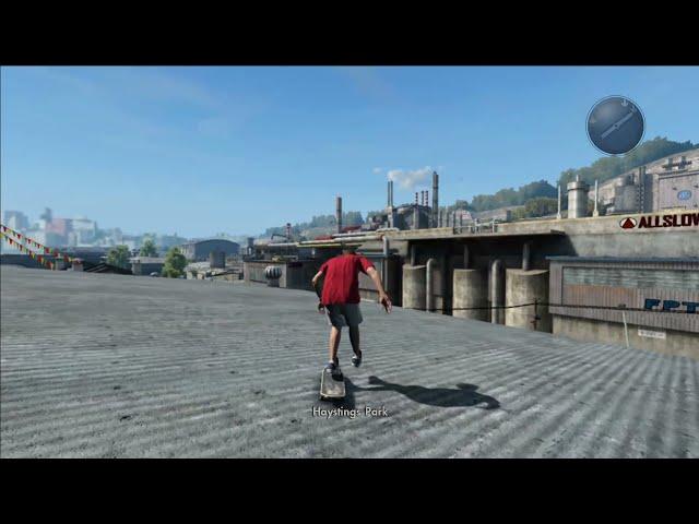 Skate 3 Challenge - Hastings Park Roof to Curb Ledge HUGE Gap to Grind