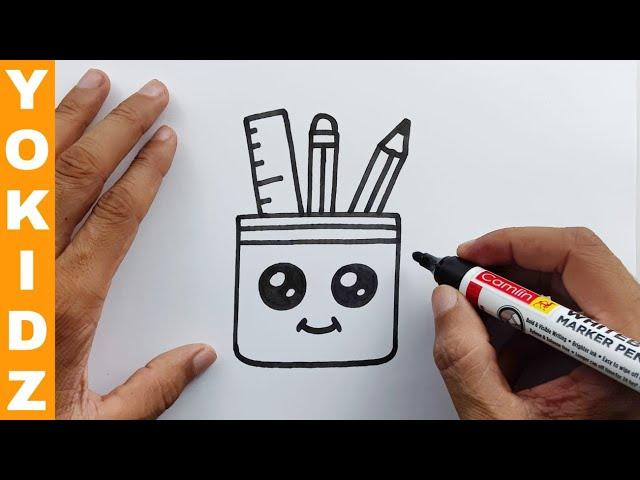 How To Draw A Pen Stand Easy | YoKidz Channel | YoKidz drawing