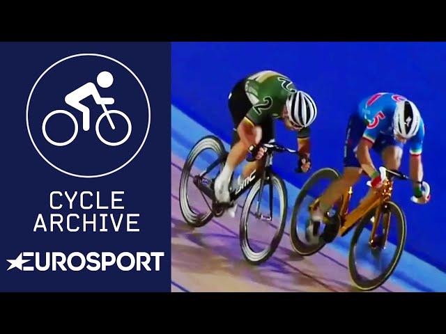 Elia Viviani takes on Mark Cavendish in the elimination final | Cycle Archive | Eurosport