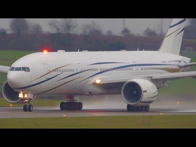 [FullHD] Mid East Jet Boeing 777-200(ER) landing & takeoff at Geneva/GVA/LSGG
