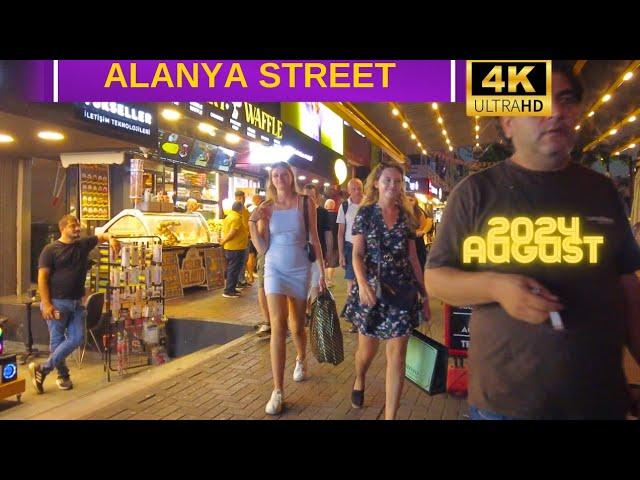 ALANYA STREET WALKING TOUR 2024 AUGUST ! ALANYA ANTALYA TURKEY TRAVEL TURKEY HOLIDAY 4K 60 FPS