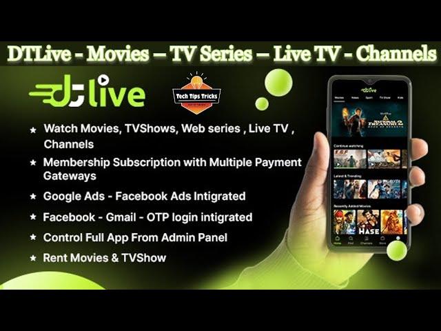 DTLive - Movies  TV Series Live TV  Channels - Android app - Tech Tips Tricks - 2024