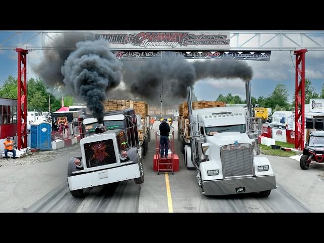 3,000HP Semi Trucks vs 120,000 Pound Trailers - DRAG RACING! (Great Lakes Big Rig Challenge)