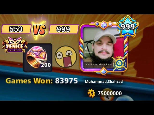 Level 999 Venice 200 Ring  999 VS 553 Epic Game on Venice 150M Coins 8 ball pool
