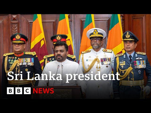 Sri Lanka swears in new left-leaning president Anura Kumara Dissanayake | BBC News