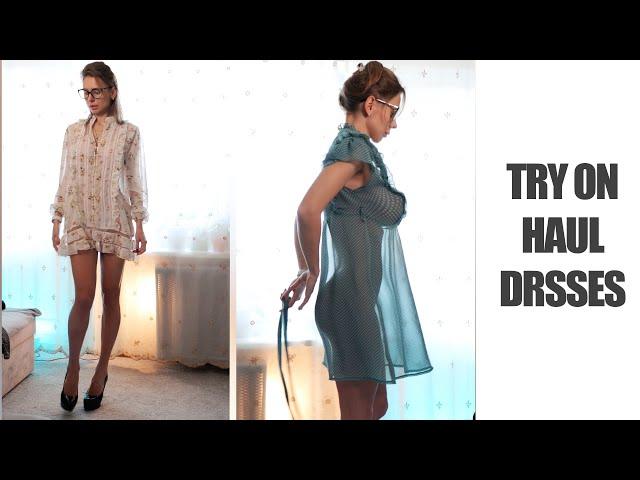Transparent Dresses Try on Haul with Tina on a High Heels
