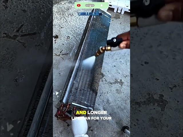 Keeping your air conditioner clean. ️ #coolingsystem #airconditioning #acmaintenance