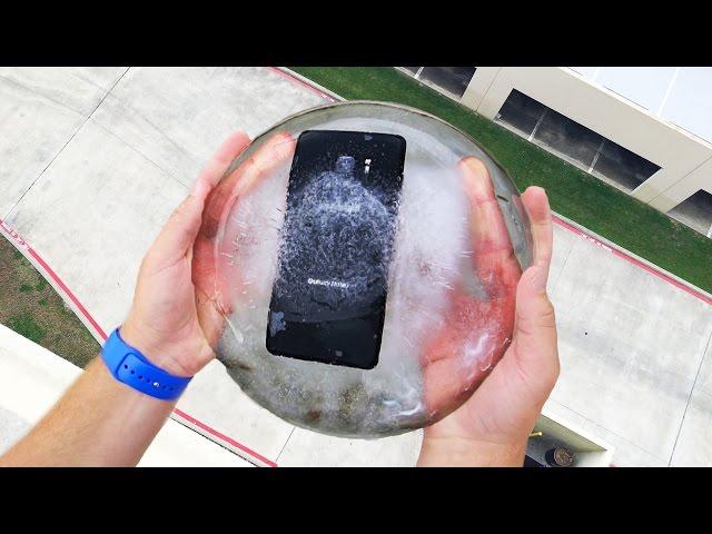 Can Galaxy Note 7 Survive a 100 FT Drop Test Frozen in Ice Block? Epic test!