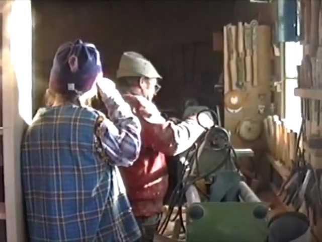 Dad shows Marlene the lathe