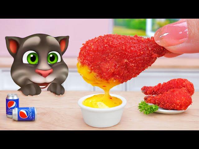 My Talking Tom Save Me  Miniature Cheetos Fried Chicken Thigh  Unique Recipe by Tina Mini Cooking