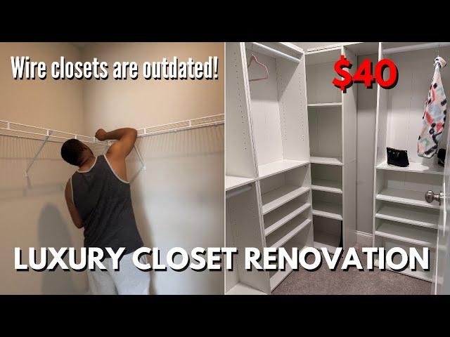 UPGRADING A WIRE SHELF CLOSET TO A $40 LUXURY CLOSET SYSTEM|BEGINNER FRIENDLY @tiahnamrose