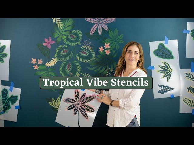 Tropical Stencil Project Using Cutting Edge Stencils Jungle Vibe Stencil And  Tropical Leaf Stencils