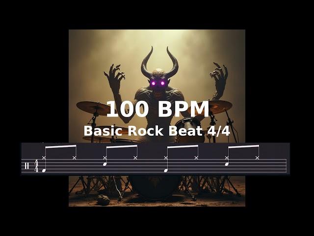 100 BPM - 4/4 - Basic Rock Beat - Drum Only Backing Track