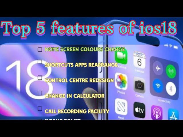 iOS 18 update features || apple iOS 18update|| top 5 Features