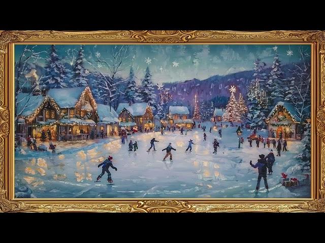 Ice Skating Painting Frame TV Art Vintage Winter Screensaver Framed 4K Wallpaper Christmas Slideshow