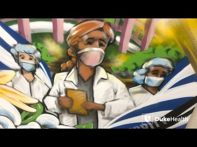 Mural captures team members supporting patient care during COVID-19 | Duke Health