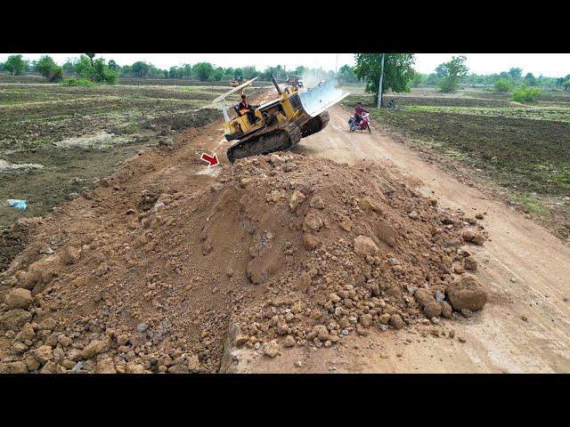 Excellent Skill of building Road Foundation In A Local Area with Trimming Near the Rice field