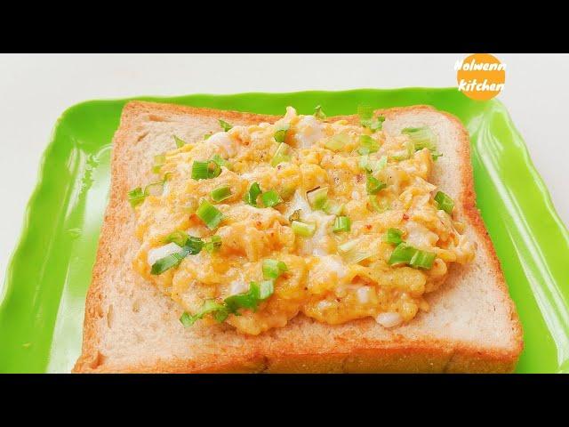 Scrambled Eggs Toast | Soft Scrambled Toast Recipe By Nolwenn Kitchen