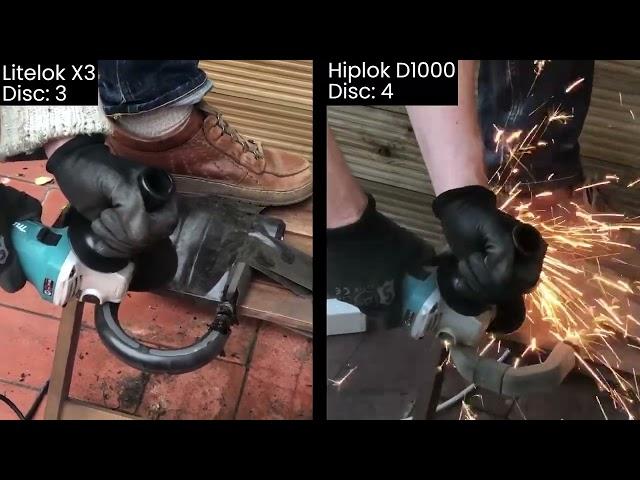 Hiplok D1000 vs Litelok X3: Angle Grinder Test