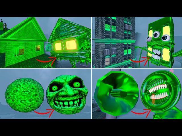 EVERYTHING TURNED INTO EMERALD MONSTERS | HOUSE HEAD, MEGAPHONE, SCARY MOON, LIVING BUILDING