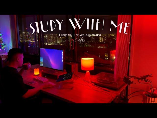 2-Hour Study With Me [Chill Lofi + Rain ] Pomodoro 45/15