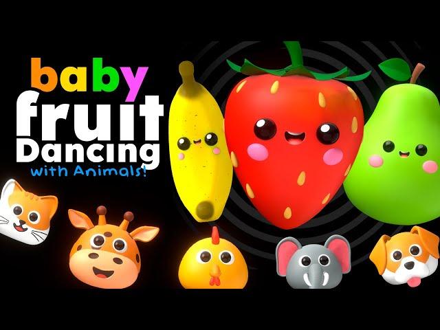 BABY FRUIT DANCING with Animals  ‍ Sensory Video with Pop Music 