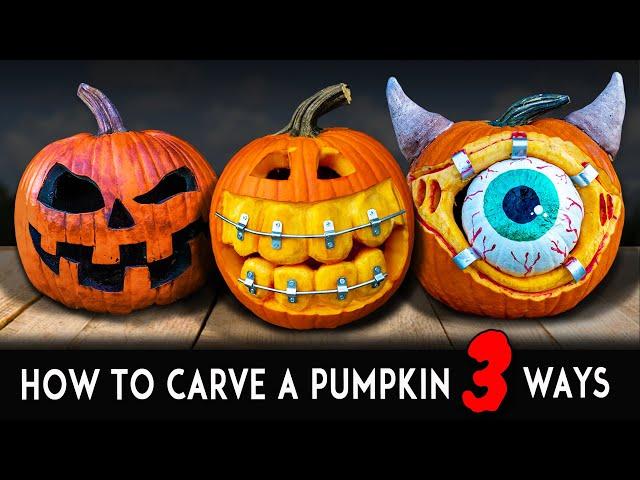 How To Carve Halloween Pumpkins! Scary - Silly - Traditional