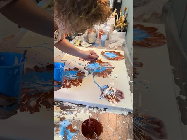 Цветы жидким акрилом с помощью шариков #fluidart #мастеркласс
