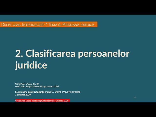 Clasificarea persoanelor juridice (Drept civil MD)