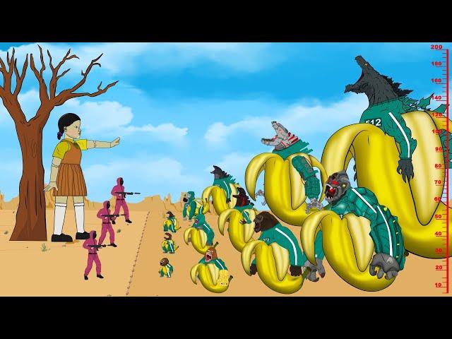 Evolution of "All Squid Game" vs GODZILLA & CHIMPANZINI BANANINI: Size Comparison Monsters? - FUNNY