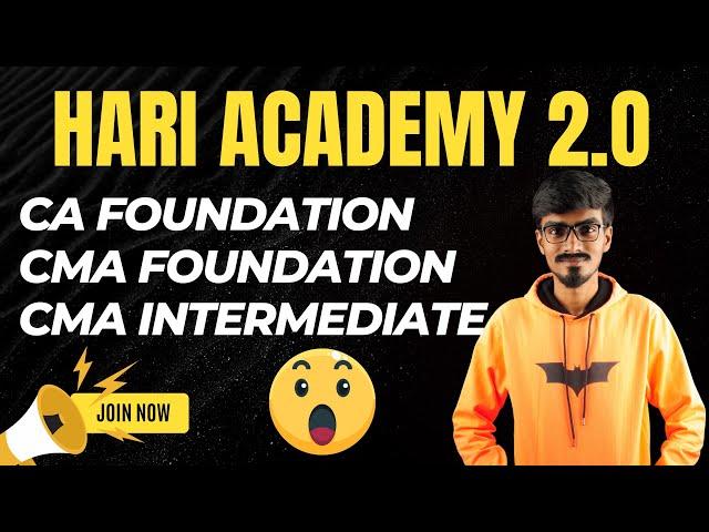 Hari Academy 2.O || New Announcement for CMA & CA Course ||