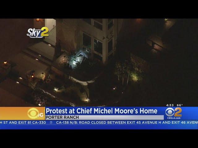 Protesters Descend On Porter Ranch Home Of LAPD Chief Michel Moore